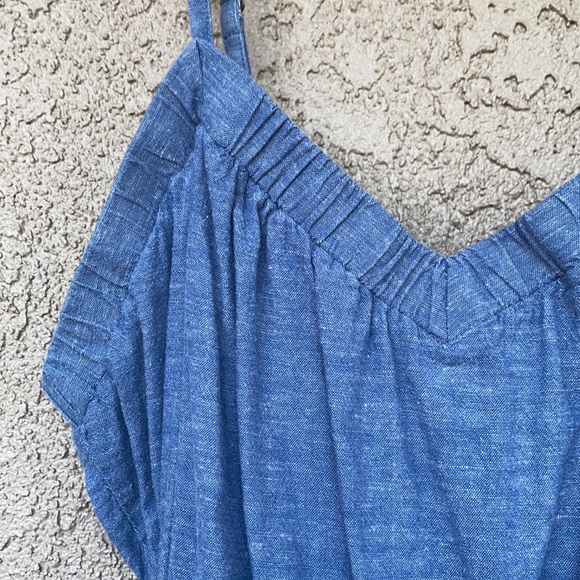 Kimichi Blue Chambray Spaghetti Strap Dress with Pockets L - Picture 6 of 11